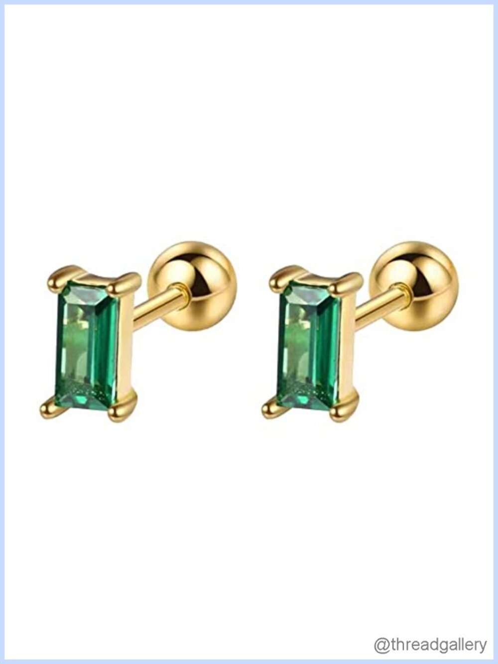 925 Sterling Silver CZ Square Stud Earrings Hypoallergenic Cartilage